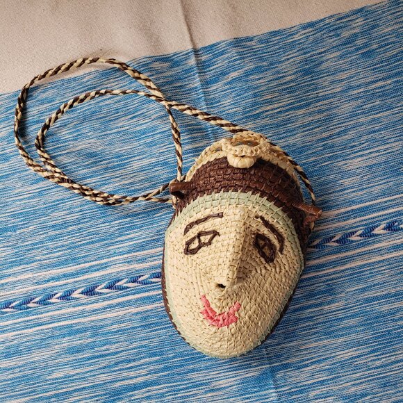 Vintage Panamanian Woven Figural Medicine Pouch Wounaan Embera Raffia Bag Purse - Picture 6 of 9